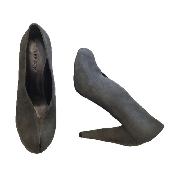Nine West suede leather gray ankle booties… - Picture 1 of 12